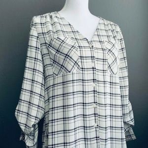 EXPRESS Plaid Button Down Blouse